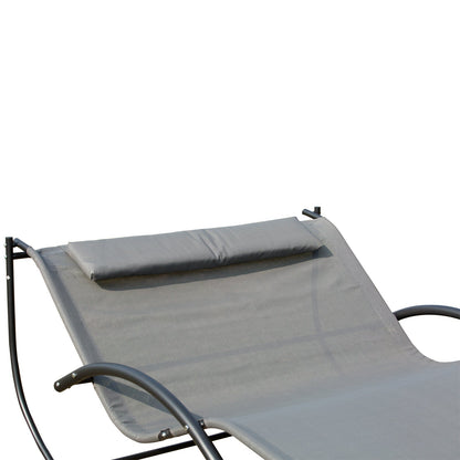 Outsunny Hanging Chair Double Hammock Chair Sun Lounger Outdoor Patio Garden Swing Rock Seat Grey