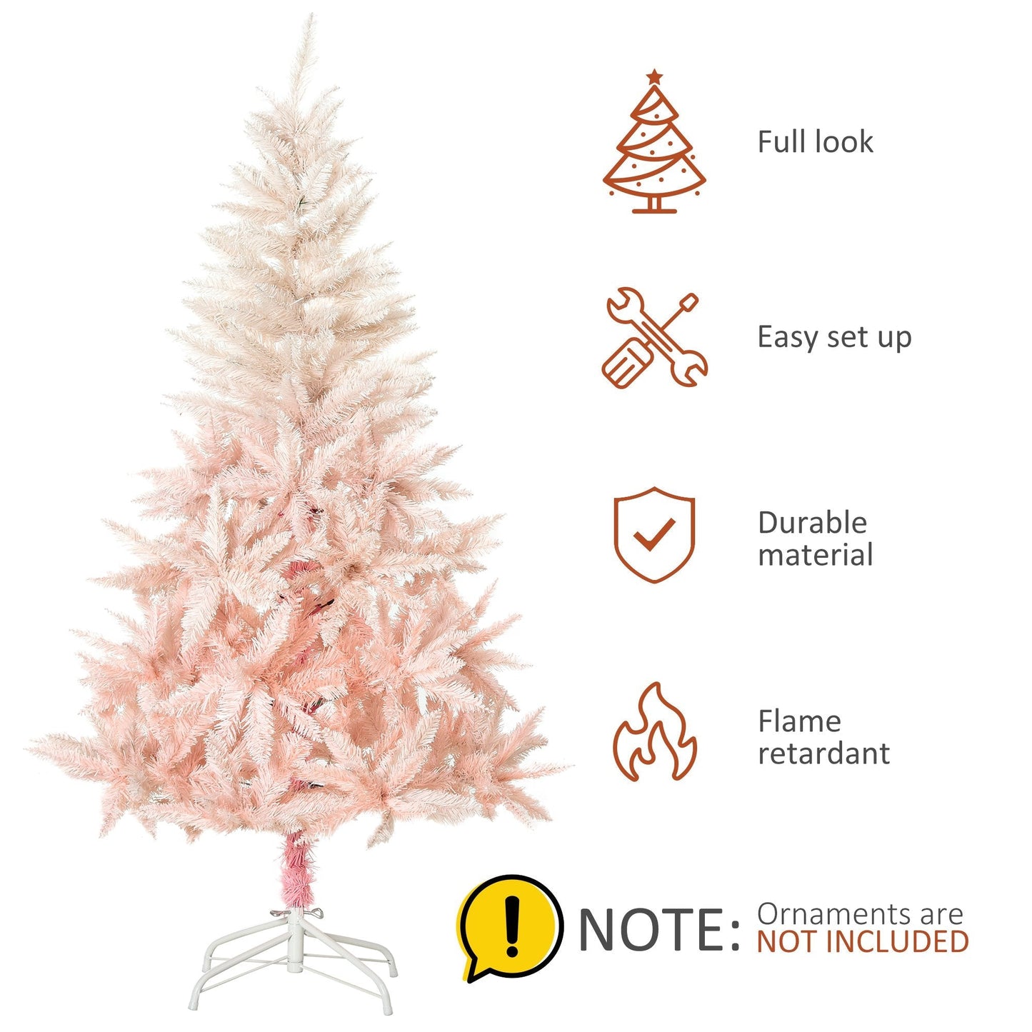 6FT Pink Artificial Christmas Tree Holiday Home Decoration Ornament w/ Metal Stand Fully Pretty Home Office Joy