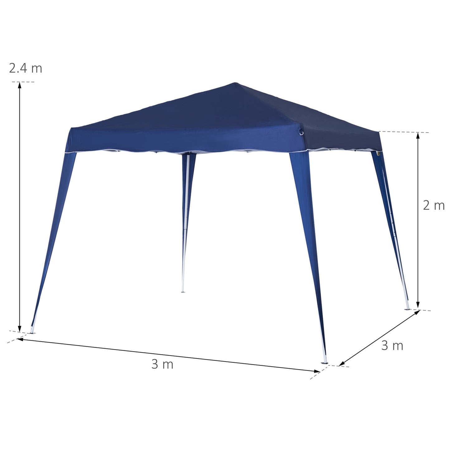 Outsunny 3 m x 3 m podstawa / 2,5 m x 2,5 m góra rozkładana altana z torbą transportową, namiot imprezowy z regulowaną wysokością i ukośnymi nogami, natychmiastowe schronienie na imprezy do ogrodu i na patio