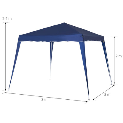 Outsunny 3 m x 3 m podstawa / 2,5 m x 2,5 m góra rozkładana altana z torbą transportową, namiot imprezowy z regulowaną wysokością i ukośnymi nogami, natychmiastowe schronienie na imprezy do ogrodu i na patio