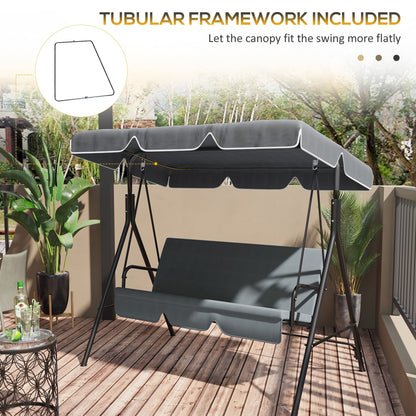 Garden Swing Canopy Replacement 2 Seater with Tubular Framework, Swing Seat Replacement Cover, UV50+ Sun Shade (Canopy Only), Dark Grey