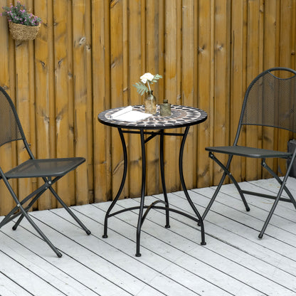 Outsunny 60cm Mosaic Outdoor Patio Table - Black