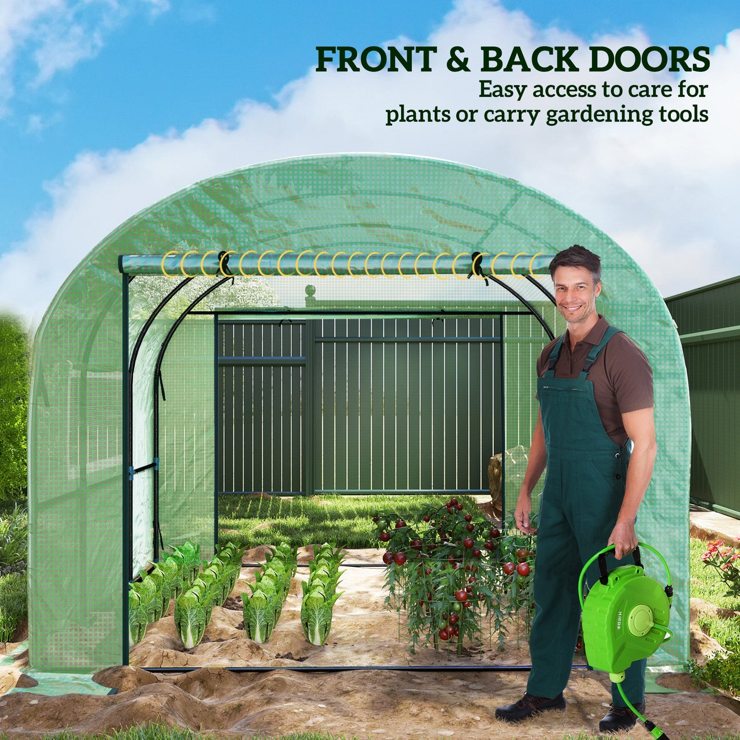 Outsunny 300 x 300cm Tunel foliowy typu walk-in - zielony