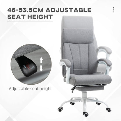 Vinsetto Office Chair, Ergonomic Desk Chair, Fabric Work Study Chair with 155¡ Reclining Back and Footrest, Adjustable Height and Swivel Wheels, Grey