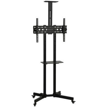HOMCOM Mobile TV Stand on Wheels for 32-75 Inch Screens, Mobile TV Cart with Tilt, Height Adjustable, Black
