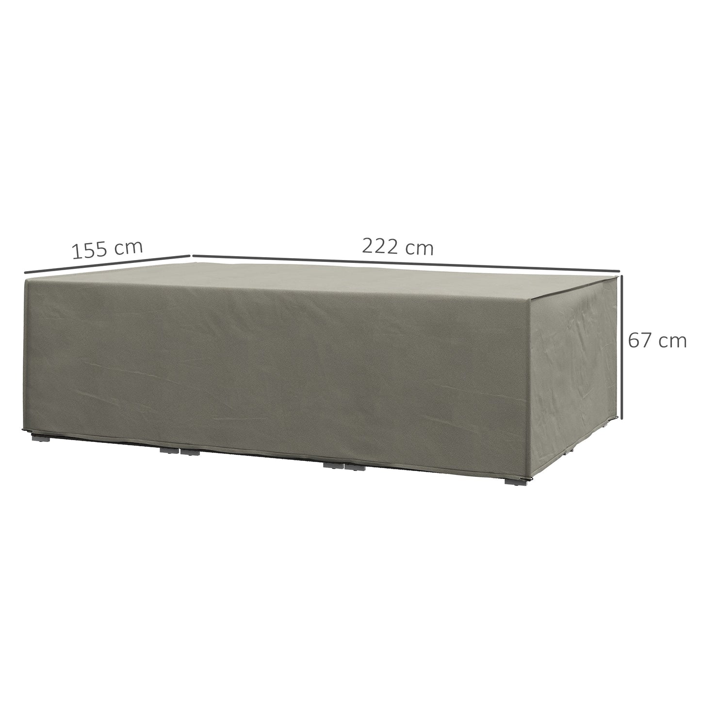 Outsunny Outdoor Garden Rectangular Furniture Cover Table Chair Sofa Shelter, Waterproof, 222 x 155 x 67 cm, Grey