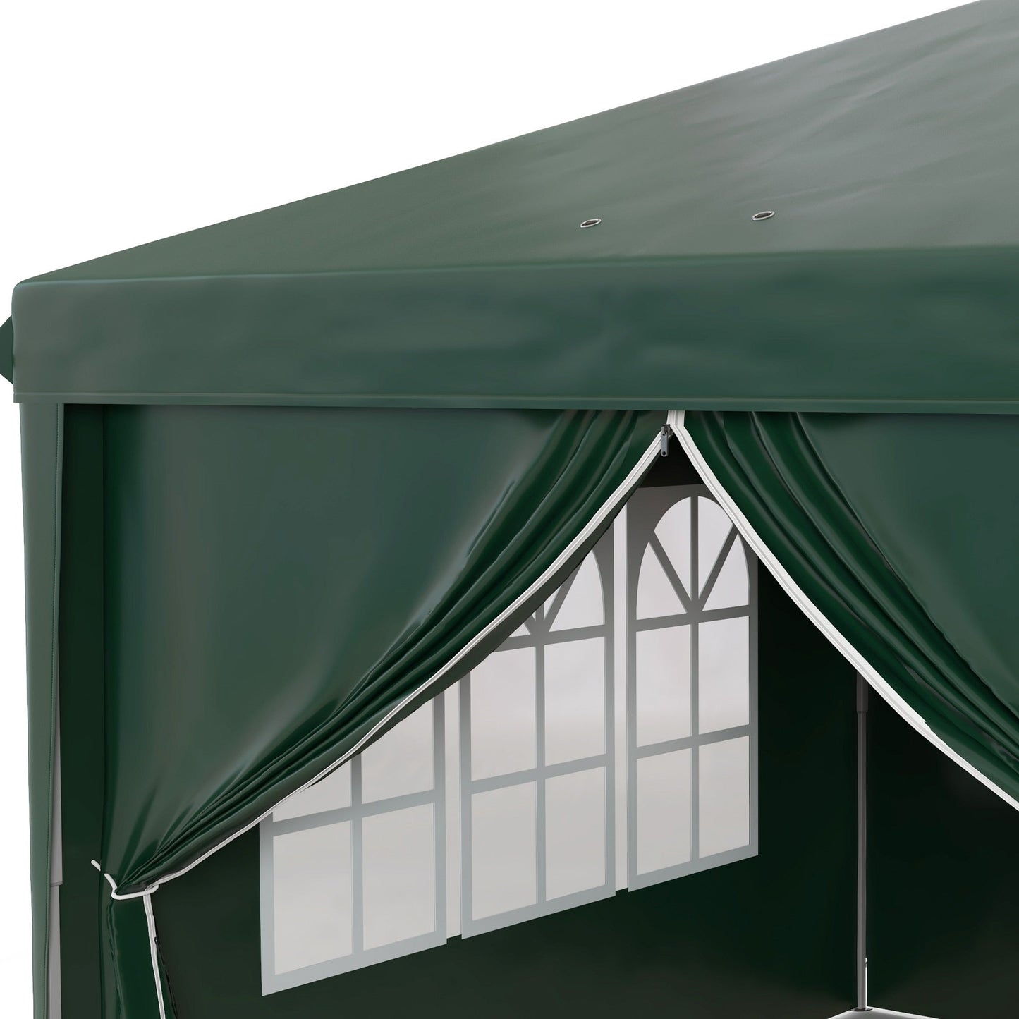 Outsunny 3 x 6m Garden Pop Up Gazebo Wedding Party Tent Marquee Water Resistant Awning Canopy With Sidewalls Windows - Green