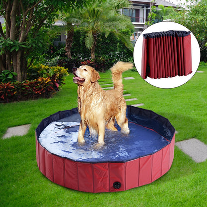 Pawhut Φ140 x 30H cm Pet Swimming Pool-Red