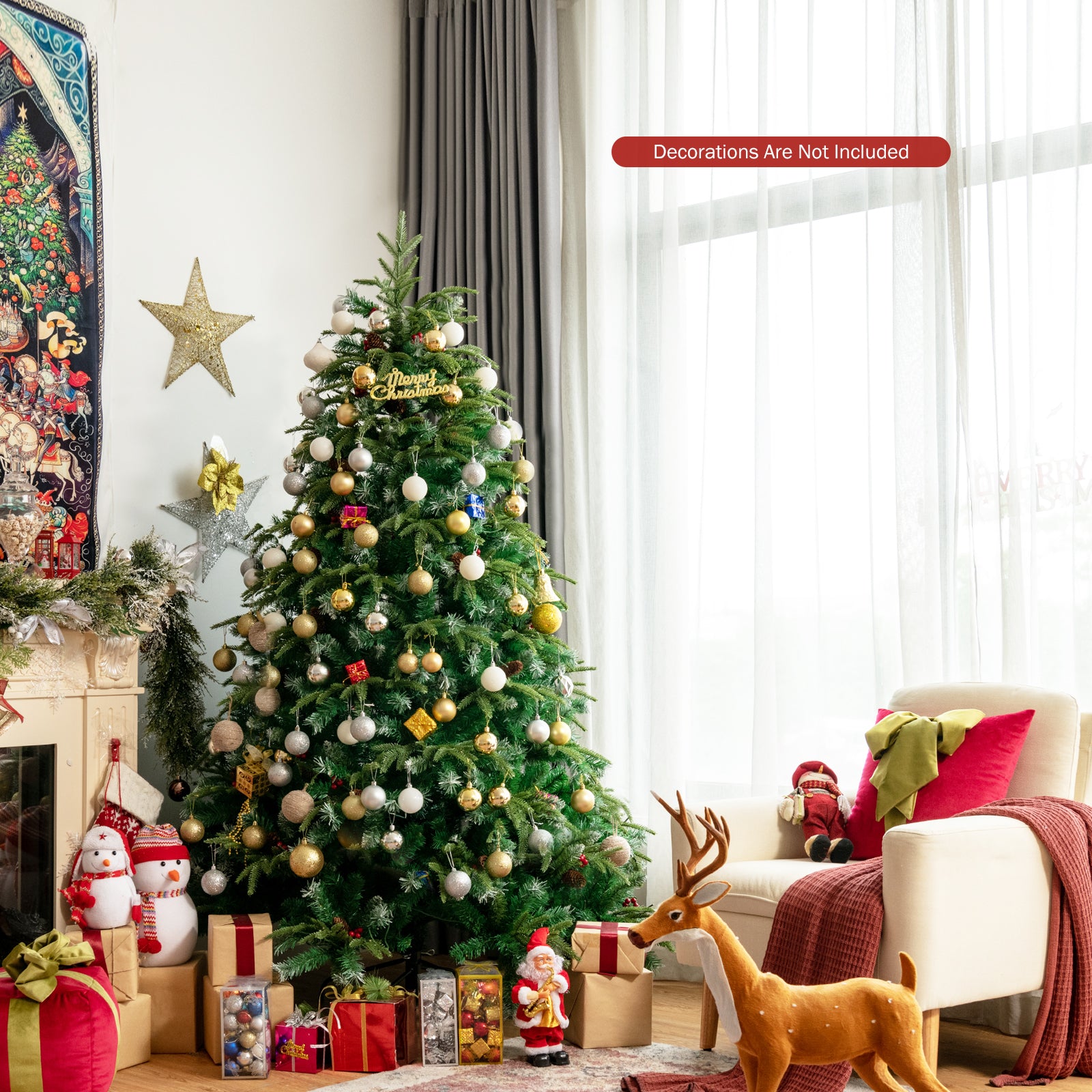 5/6 Feet Artificial Christmas Tree with LED Lights and Tips-5 ft