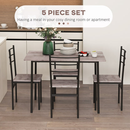 5 Piece Dining Table and Chairs Set 4, Dining Room Sets, Steel Frame Space Saving Table and 4 Chairs for Compact Kitchens