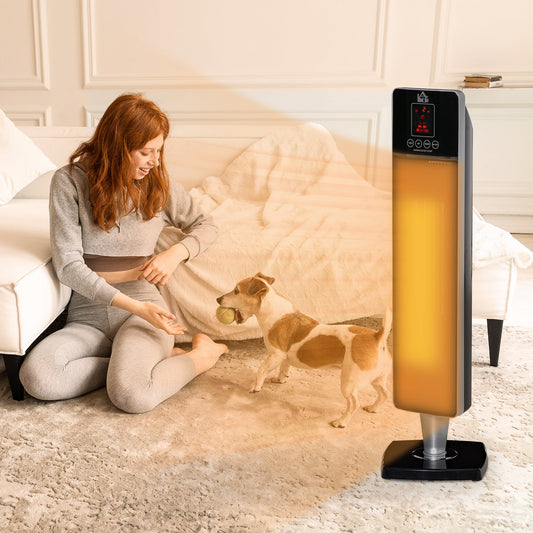 HOMCOM 31 Inch Space Heater, 1000W/2000W Ceramic Electric Heater and Fan, Overheating & Tip-Over Protection, 8H Timer, 60¡ Oscillation, Portable Heater for Home