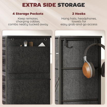 HOMCOM Chest of Four Fabric Drawers - Black