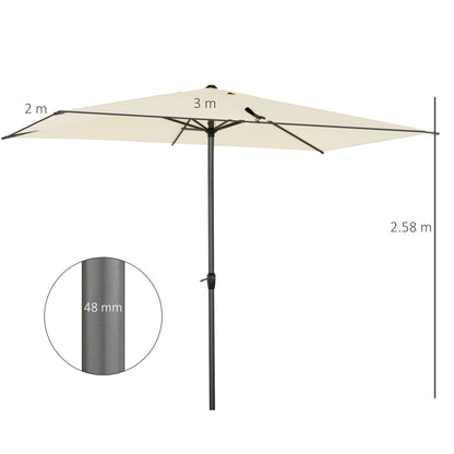 3 x 2M Sun Parasols Umbrellas Garden Patio Tilt Sun Shade Outdoor Canopy Crank Aluminium, Beige