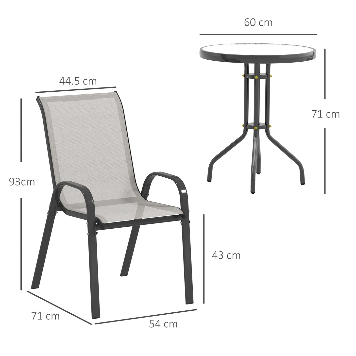 Outsunny Three-Piece Outdoor Garden Set - Light Grey