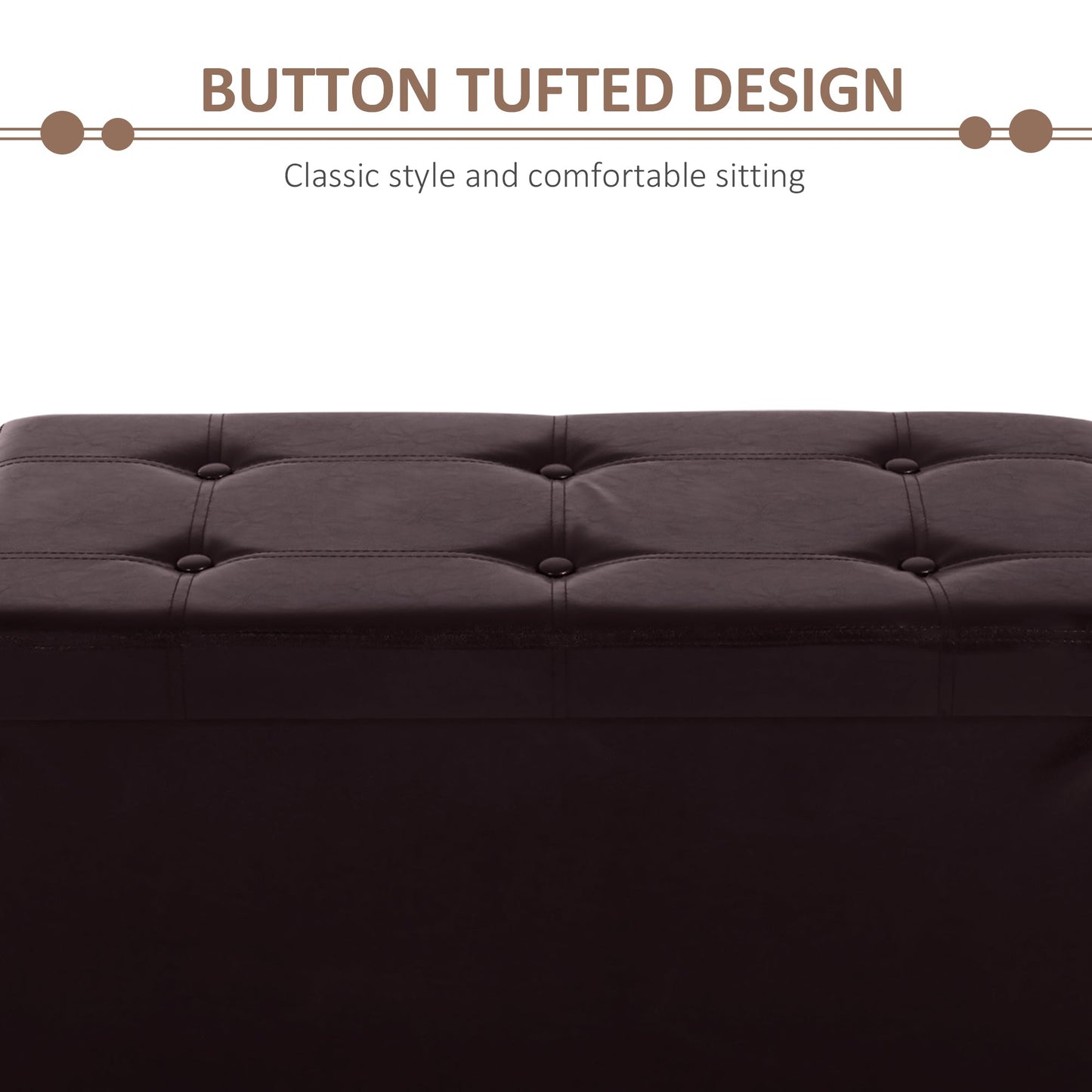 HOMCOM Folding Faux Leather Storage Cube Ottoman Bench Seat PU Rectangular Footrest Stool Box (Brown)