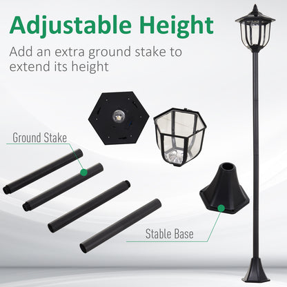 Outsunny Outdoor Garden Solar Post Lamp Czujnik światła Latarnia LED Słupek Ścieżka Latarka 1,77 m wysokości