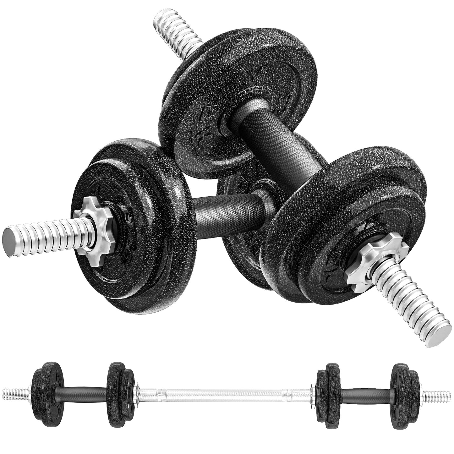 SPORTNOW 2-in-1 Adjustable Dumbbells Set, 20kg Cast Iron Weights Dumbbells Set with Non-Slip Grip for Strength Training, Weight Lifting, Bodybuilding, Home Gym Workout Equipment for Men & Women
