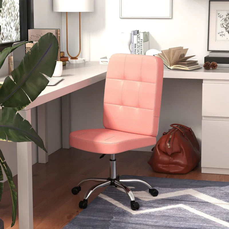 Vinsetto Armless Faux Leather Office Chair - Pink