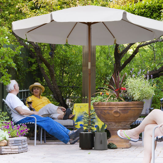 Outsunny 3,3 m Elegancki Drewniany Parasol - Kremowy