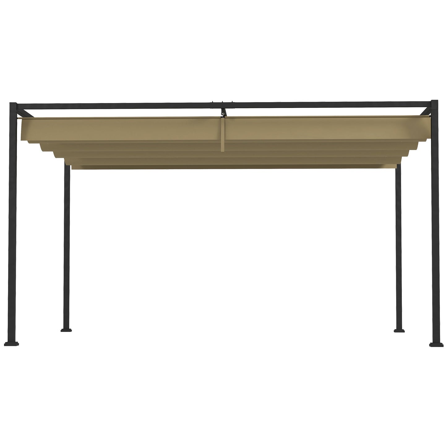 Outsunny 4 x 3(m) Metal Pergola with Retractable Roof, Garden Gazebo Canopy Shelter for Outdoor, Patio, Khaki