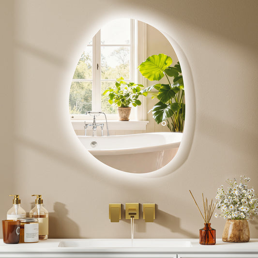 HOMCOM 70x50cm Bathroom Mirror with LED Lights, 3 Colours Dimmable, Anti-Fog, Memory & Touch Switch, IP44