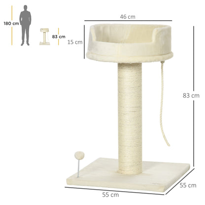 PawHut Cat Tree, Cat Tower for Indoor Cats with Thickened Sisal Scratching Post Cream