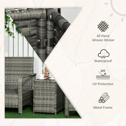 Outsunny 3-częściowy zestaw bistro z rattanu, zestaw mebli ogrodowych z wikliny ze stolikiem kawowym i krzesłami, pogrubione poduszki na zewnątrz, patio, balkon, pomarańczowy