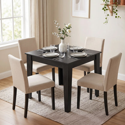 HOMCOM Dining Table for 4, 80L x 80W x 75Hcm, Modern Square Kitchen Table with Wood Effect Tabletop, Black Wood Effect