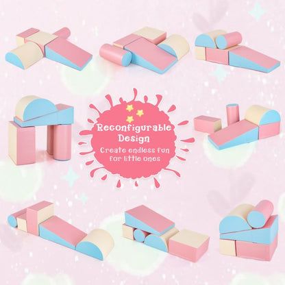 5 Pieces Kids Climb Crawl Activity Play Set with Safe Foam Blocks-Pink