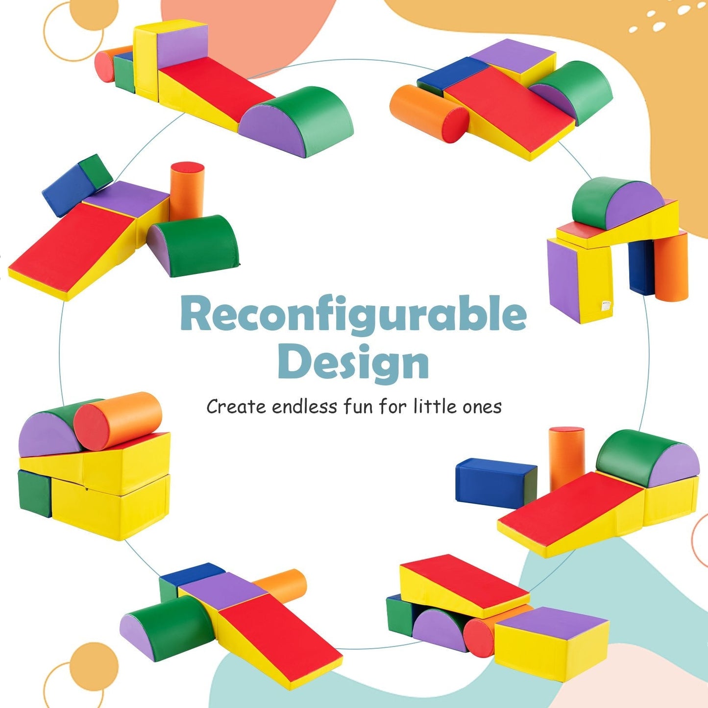 5-Piece Soft Waterproof Kids Climb and Crawl Activity Playset-Multicolor