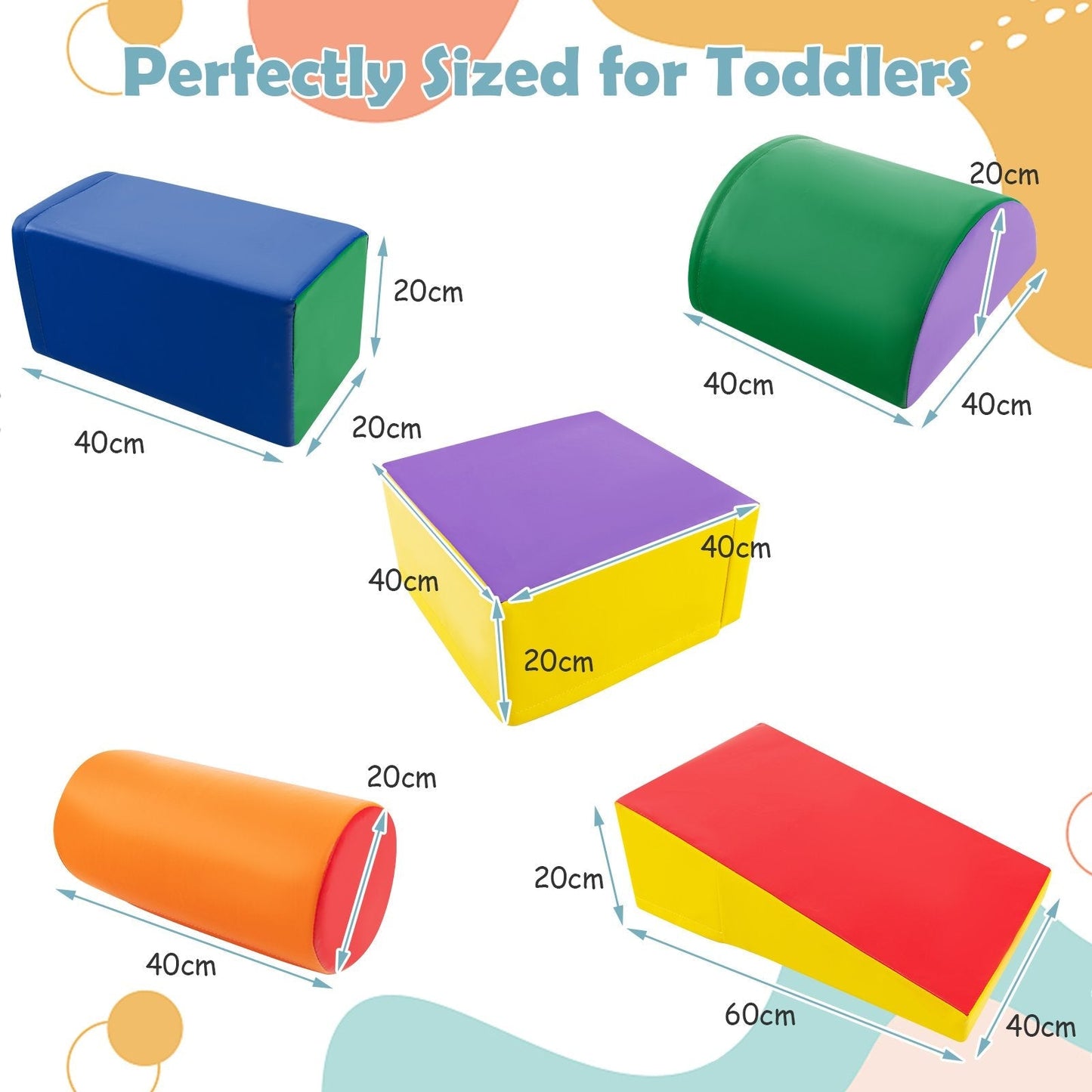 5-Piece Soft Waterproof Kids Climb and Crawl Activity Playset-Multicolor