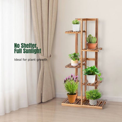 Wooden plant stand with 5 tiers