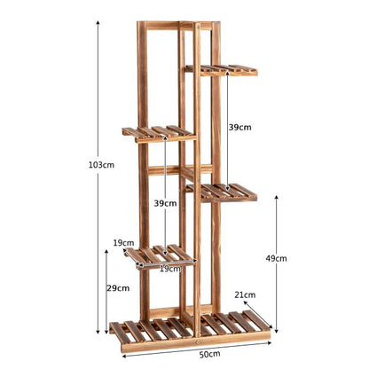 Wooden plant stand with 5 tiers