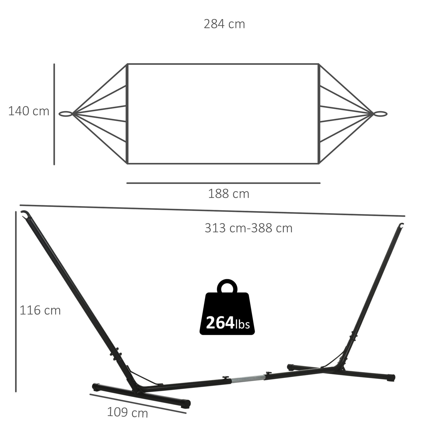 Outdoor Garden Hammock W/ Stand, Double Cotton Hammock, Adjustable Steel Frame, Swing Hanging Bed W/  Pillow For Garden, Patio, Beach, Green Stripes