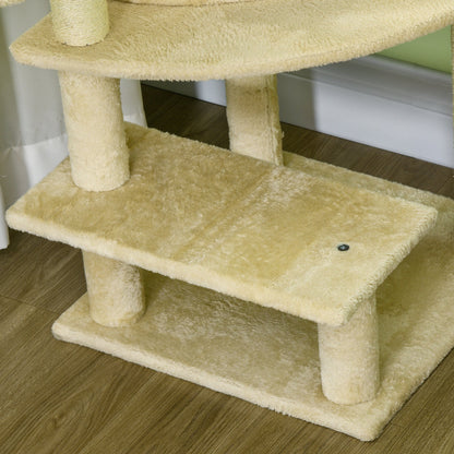 PawHut Sisal 100cm Cat Tree Tower with Sisal Scratching Post Cream White