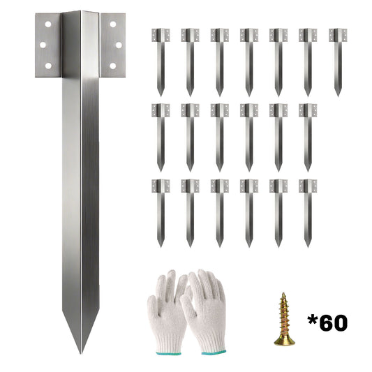 Outsunny 20 Pack Railway Sleeper Brackets, 41 cm Heavy Duty Galvanised Steel Sleeper Stakes with Screws and Gloves