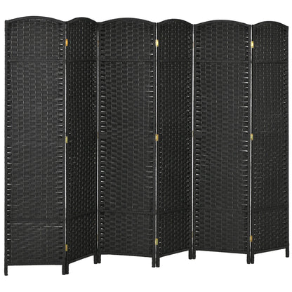 HOMCOM 6 Panel Folding Room Divider, Freestanding Privacy Screen for Living Room, Bedroom and Office, 240 x 170cm, Black