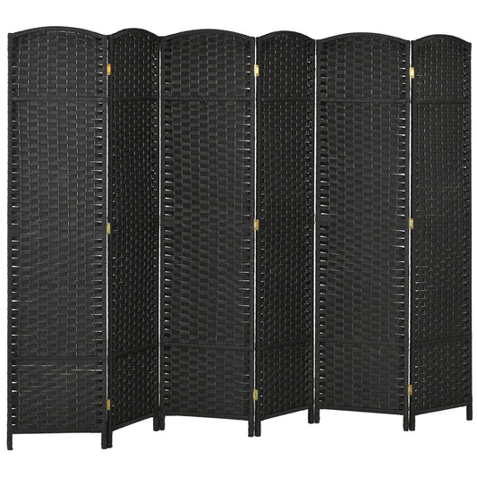 HOMCOM 6 Panel Folding Room Divider, Freestanding Privacy Screen for Living Room, Bedroom and Office, 240 x 170cm, Black