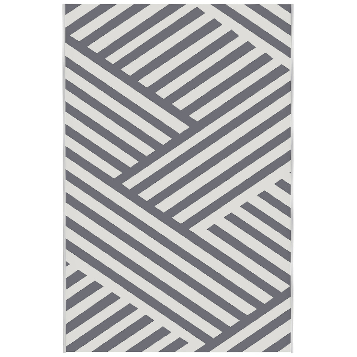 Outsunny Plastic Straw Reversible RV Outdoor Rug with Carry Bag, 182 x 274cm, Grey and Cream