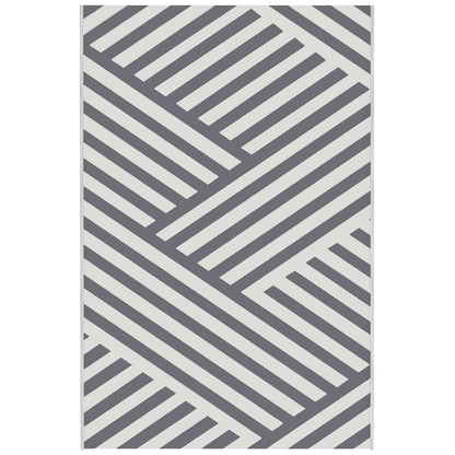 Outsunny Plastic Straw Reversible RV Outdoor Rug with Carry Bag, 182 x 274cm, Grey and Cream
