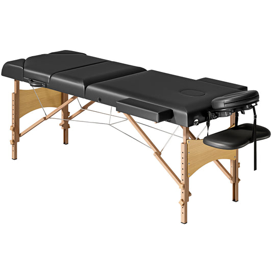 HOMCOM Adjustable Folding Massage Table - Black