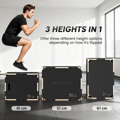 SPORTNOW Non-Slip Plyo Box, Corner-free Wooden Jump Box, 41 x 61 x 51 cm