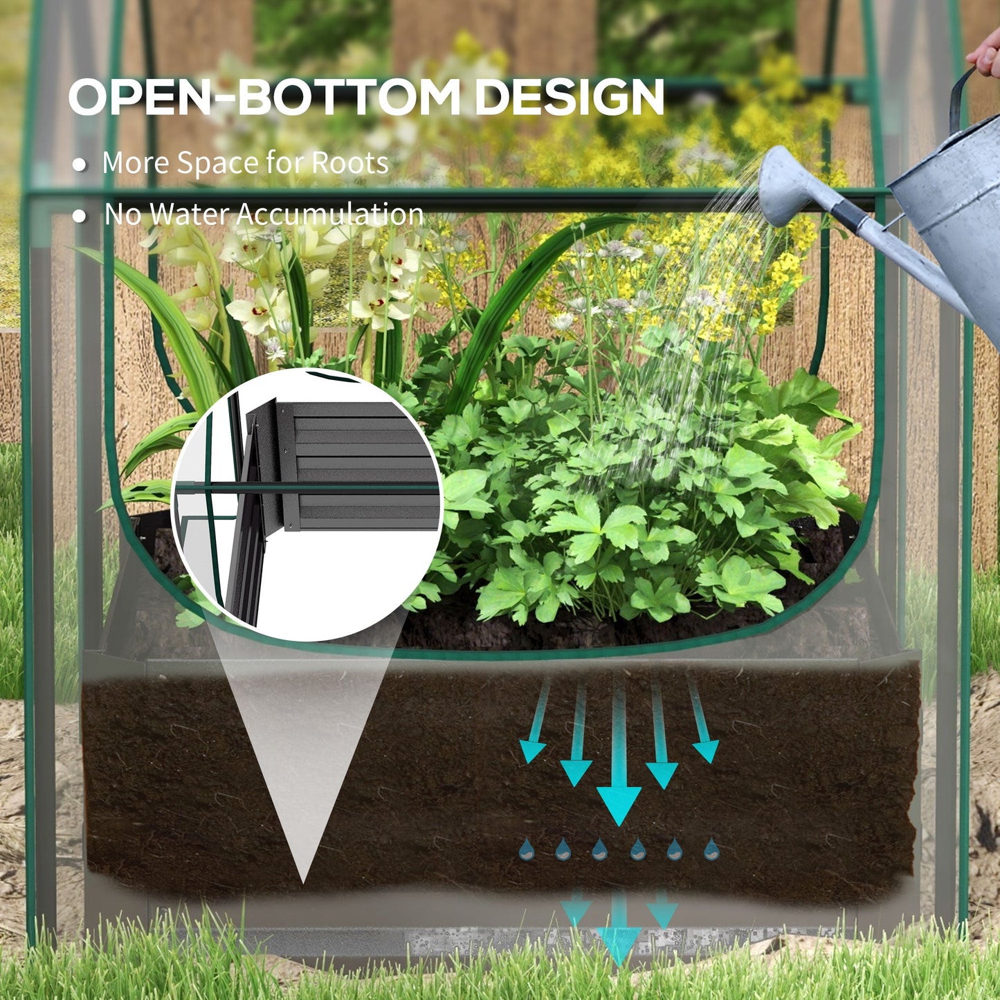 Outsunny 61 x 61cm Garden Planter Bed, with Cover - Grey