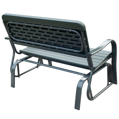 Outsunny Garden Double Glider Bench HDPE Metal 2 Seater Swing Chair Porch Outdoor Patio Rocker