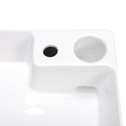 58cm W Bathroom Ceramic White Square Sink
