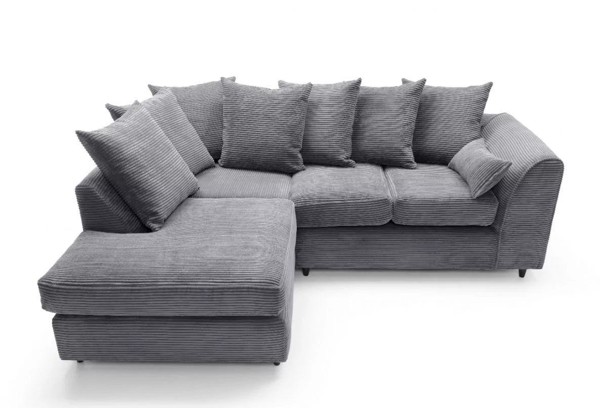 Jill Jumbo Corner Sofa - Grey-Left Facing