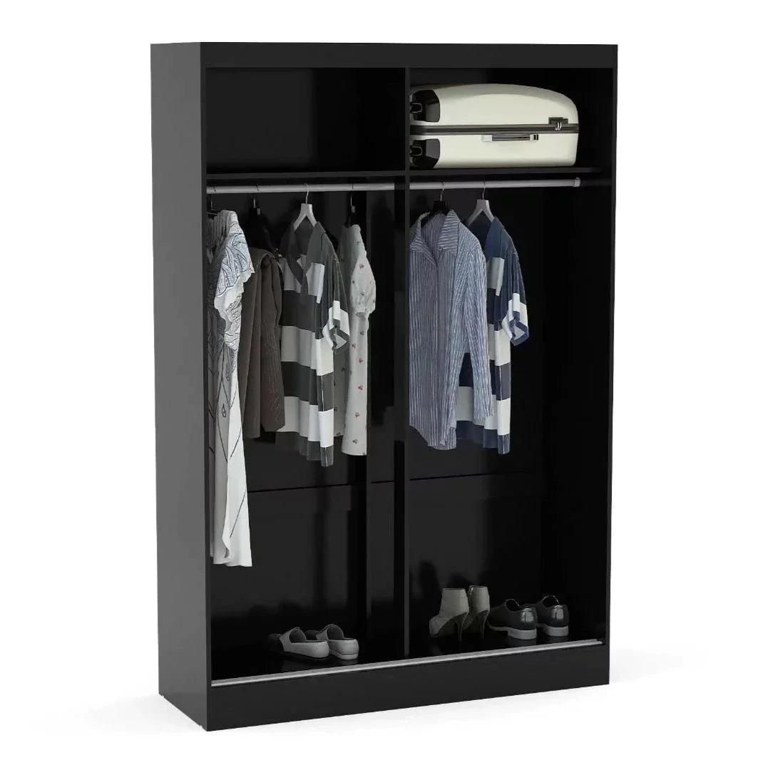 Lynx 2 Door Mirrored Sliding Wardrobe - Black