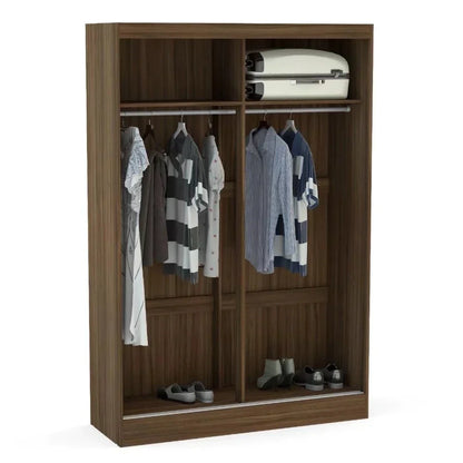 Lynx 2 Door Mirrored Sliding Wardrobe - Walnut and Black