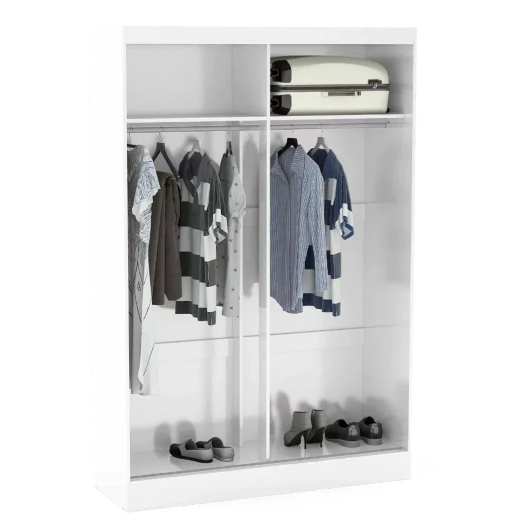 Lynx 2 Door Mirrored Sliding Wardrobe - White