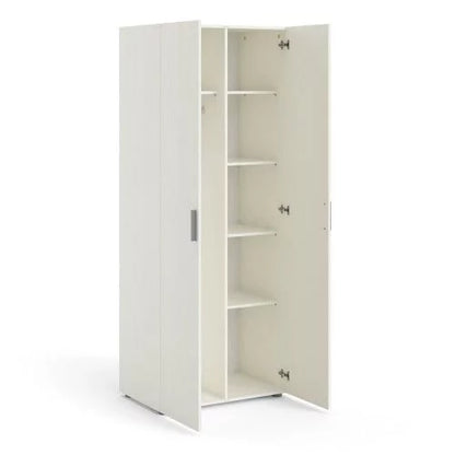 Classic Design Woodgrain 2 Doors Wardrobe - White